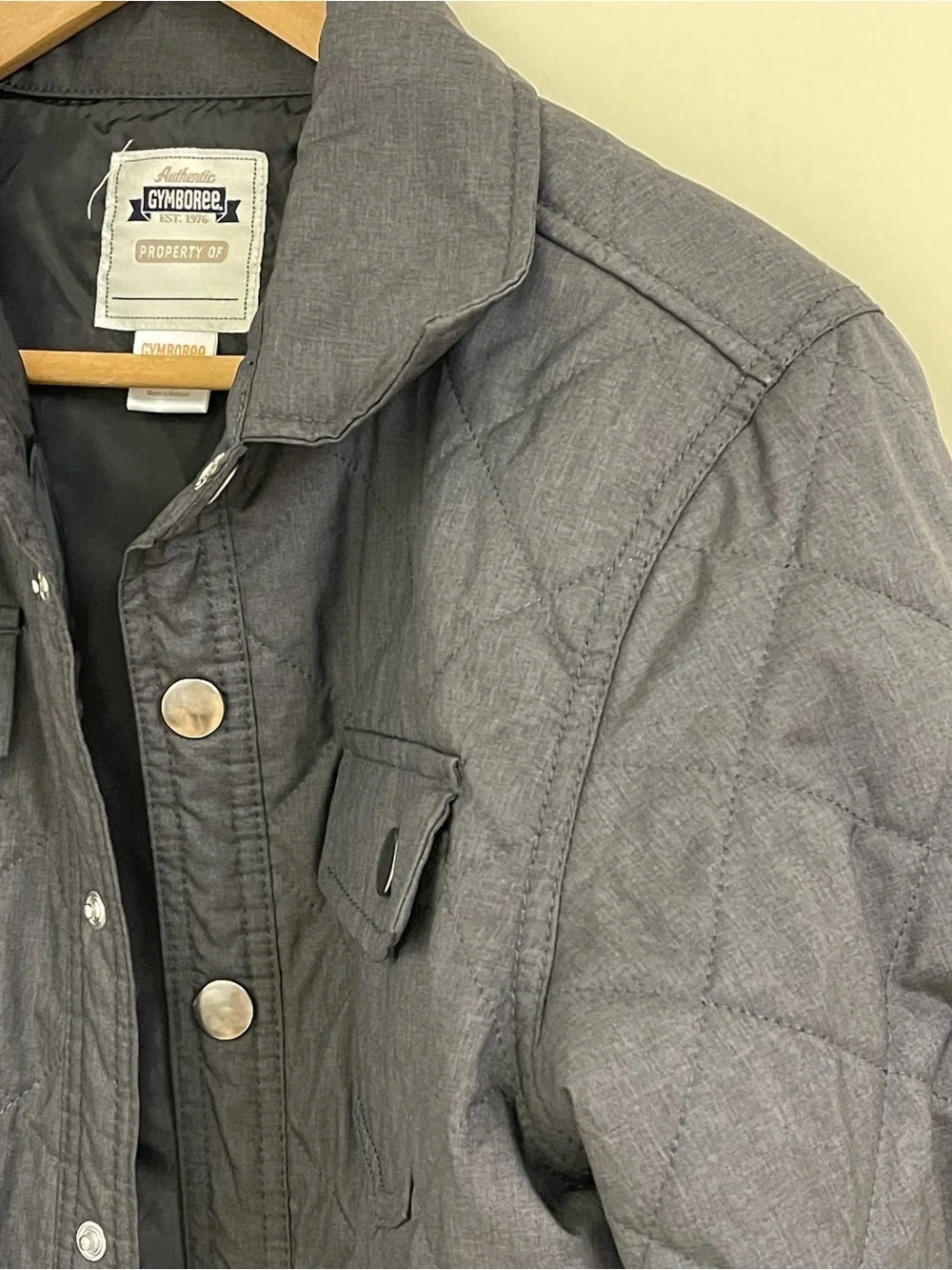Gymboree Quilted Snap Jacket Gray Boys L 10-12 Lightweight Coat